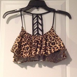 VS Pink Leopard Print Bikini Top